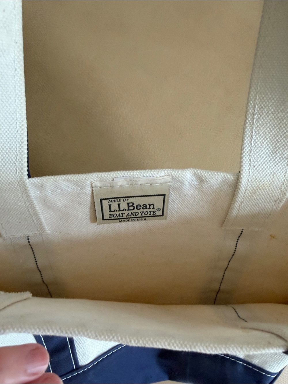 LL bean Canvas Tote Bag with Navy Trim - Women Bags - Picture 5 of 6